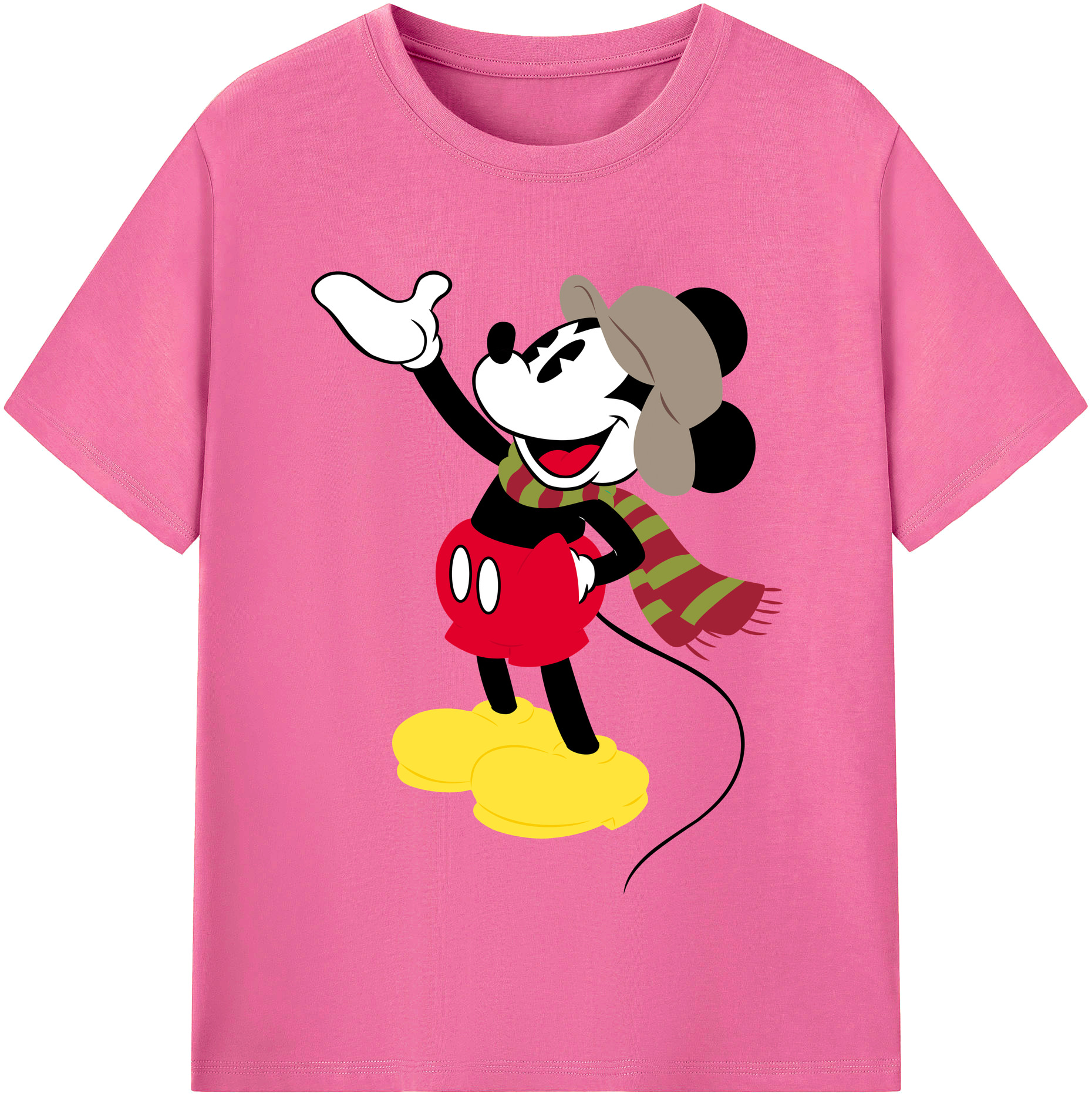 （画像用） ミッキーマウス Mickey Mouse レディースカジュアルプリントTシャツ（綿100％）